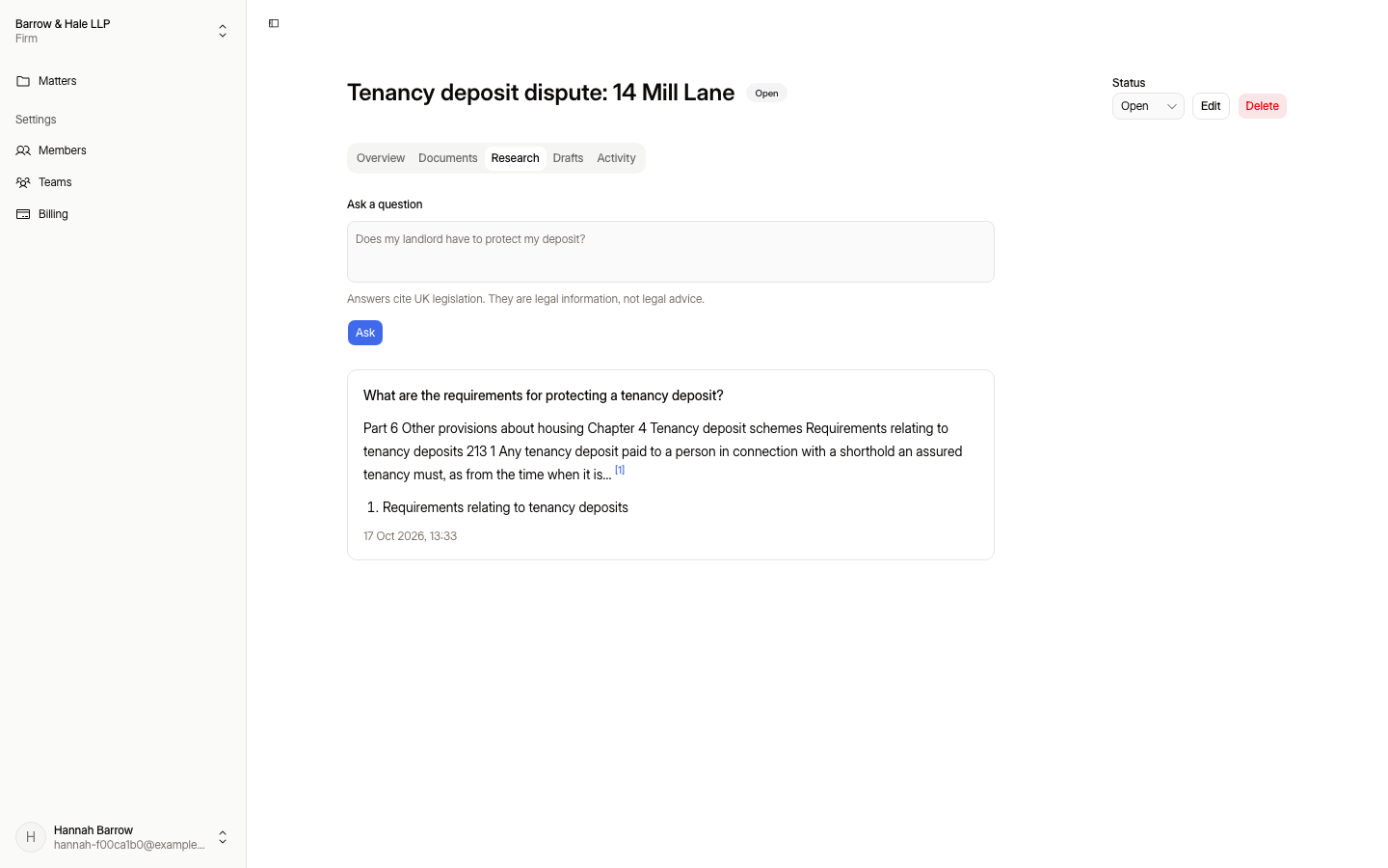 A research answer citing the Housing Act 2004
